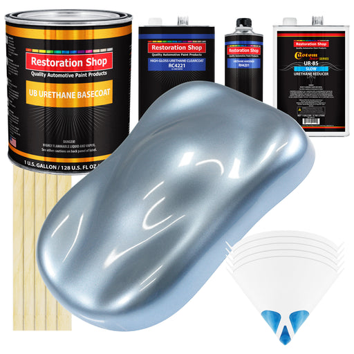 Glacier Blue Metallic - Urethane Basecoat with Clearcoat Auto Paint - Complete Slow Gallon Paint Kit - Professional Gloss Automotive Car Truck Coating