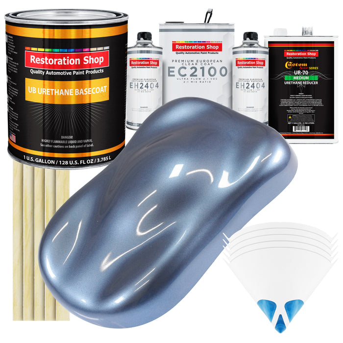 Sonic Blue Metallic Urethane Basecoat with European Clearcoat Auto Paint - Complete Gallon Paint Color Kit - Automotive Refinish Coating