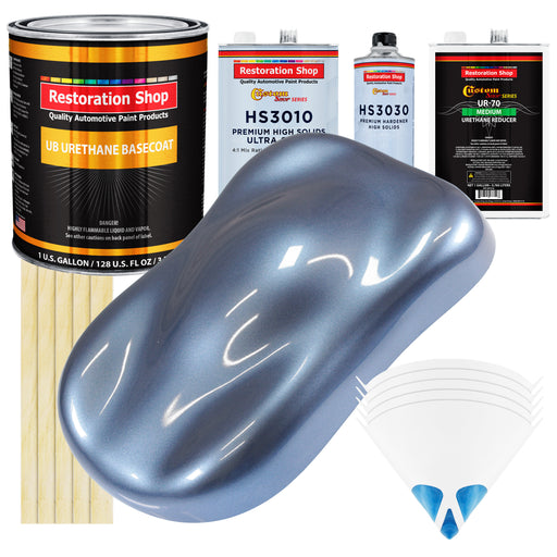 Sonic Blue Metallic - Urethane Basecoat with Premium Clearcoat Auto Paint - Complete Medium Gallon Paint Kit - Professional Gloss Automotive Coating