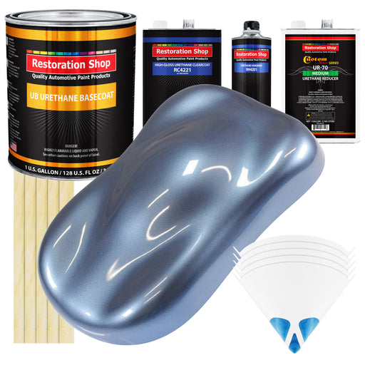 Sonic Blue Metallic - Urethane Basecoat with Clearcoat Auto Paint - Complete Medium Gallon Paint Kit - Professional Gloss Automotive Car Truck Coating