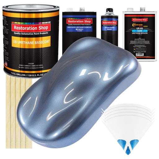 Sonic Blue Metallic - Urethane Basecoat with Clearcoat Auto Paint - Complete Slow Gallon Paint Kit - Professional Gloss Automotive Car Truck Coating