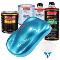 Electric Blue Metallic - Urethane Basecoat with Premium Clearcoat Auto Paint - Complete Medium Quart Paint Kit - Professional Gloss Automotive Coating