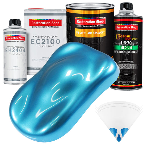 Electric Blue Metallic Urethane Basecoat with European Clearcoat Auto Paint - Complete Quart Paint Color Kit - Automotive Refinish Coating