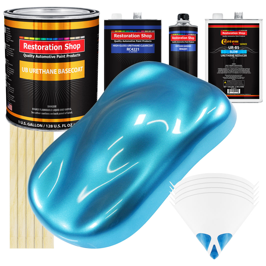 Electric Blue Metallic - Urethane Basecoat with Clearcoat Auto Paint (Complete Slow Gallon Paint Kit) Professional Gloss Automotive Car Truck Coating