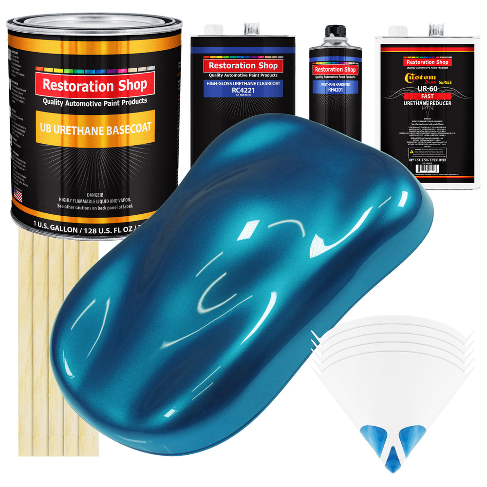 Cobra Blue Metallic - Urethane Basecoat with Clearcoat Auto Paint - Complete Fast Gallon Paint Kit - Professional Gloss Automotive Car Truck Coating