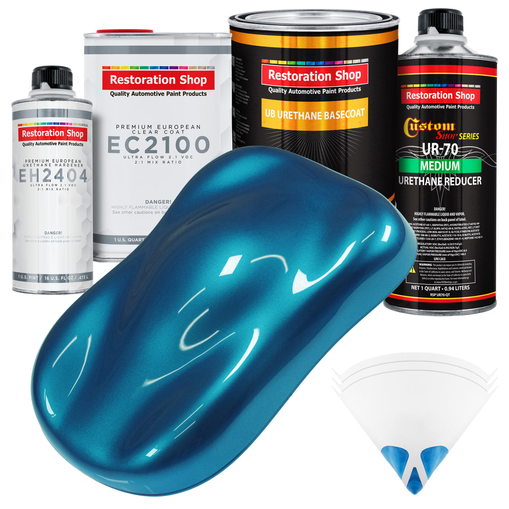 Cobra Blue Metallic Urethane Basecoat with European Clearcoat Auto Paint - Complete Quart Paint Color Kit - Automotive Refinish Coating