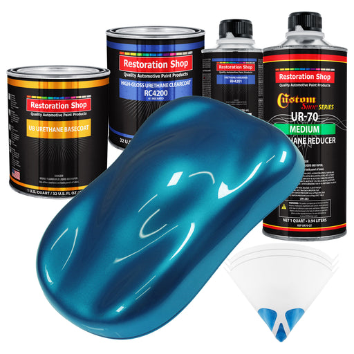 Cobra Blue Metallic - Urethane Basecoat with Clearcoat Auto Paint - Complete Medium Quart Paint Kit - Professional Gloss Automotive Car Truck Coating