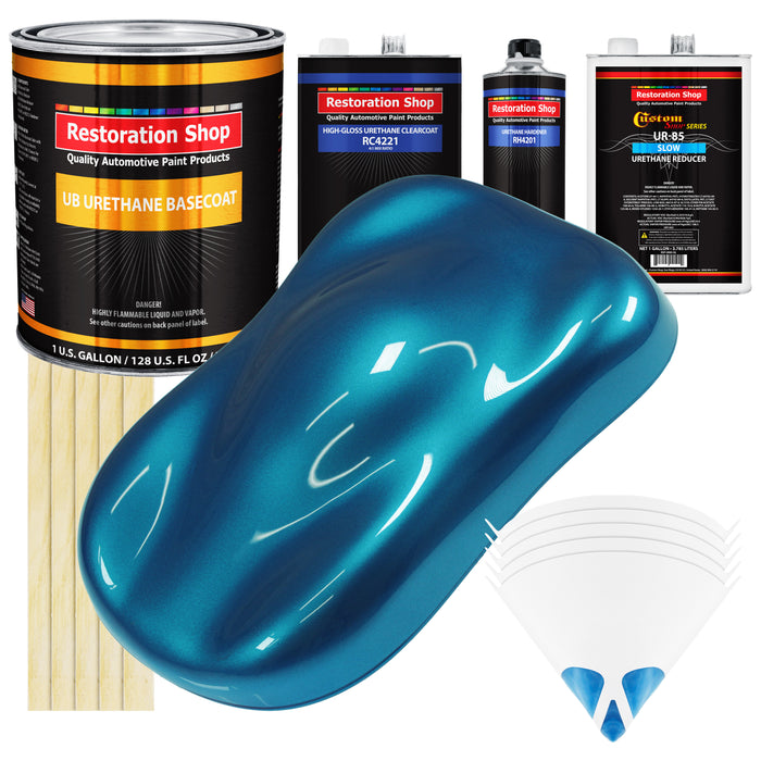 Cobra Blue Metallic - Urethane Basecoat with Clearcoat Auto Paint - Complete Slow Gallon Paint Kit - Professional Gloss Automotive Car Truck Coating