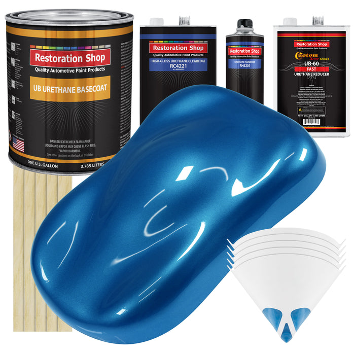 Viper Blue Metallic - Urethane Basecoat with Clearcoat Auto Paint - Complete Fast Gallon Paint Kit - Professional Gloss Automotive Car Truck Coating