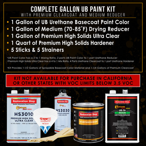 Viper Blue Metallic - Urethane Basecoat with Premium Clearcoat Auto Paint - Complete Medium Gallon Paint Kit - Professional Gloss Automotive Coating