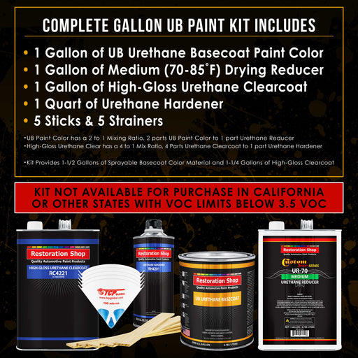 Viper Blue Metallic - Urethane Basecoat with Clearcoat Auto Paint - Complete Medium Gallon Paint Kit - Professional Gloss Automotive Car Truck Coating
