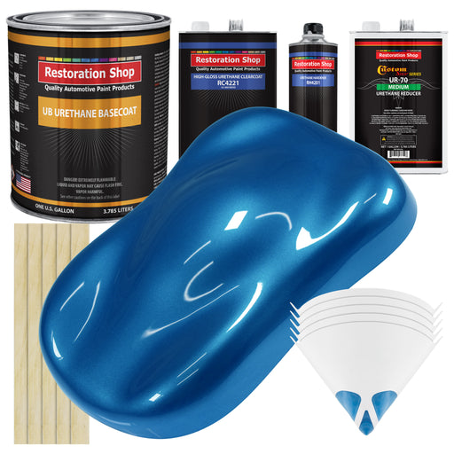 Viper Blue Metallic - Urethane Basecoat with Clearcoat Auto Paint - Complete Medium Gallon Paint Kit - Professional Gloss Automotive Car Truck Coating