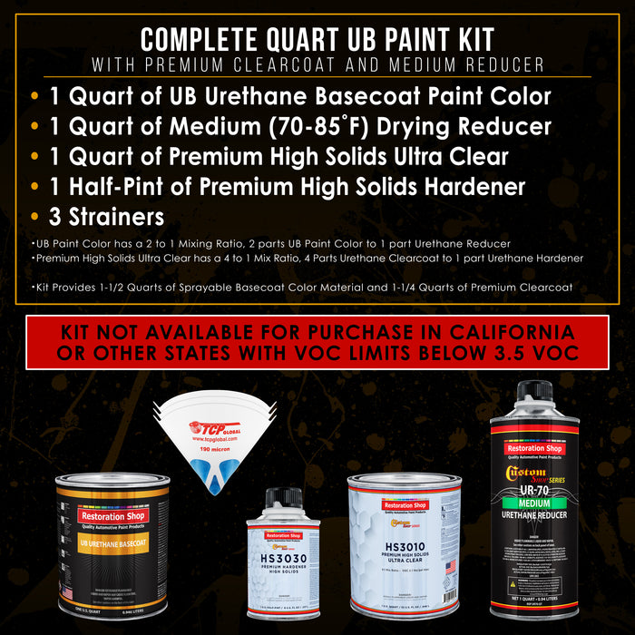 Viper Blue Metallic - Urethane Basecoat with Premium Clearcoat Auto Paint (Complete Medium Quart Paint Kit) Professional High Gloss Automotive Coating