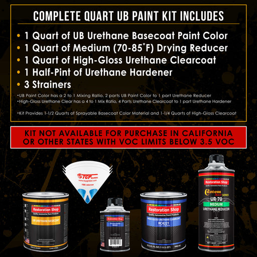 Viper Blue Metallic - Urethane Basecoat with Clearcoat Auto Paint - Complete Medium Quart Paint Kit - Professional Gloss Automotive Car Truck Coating