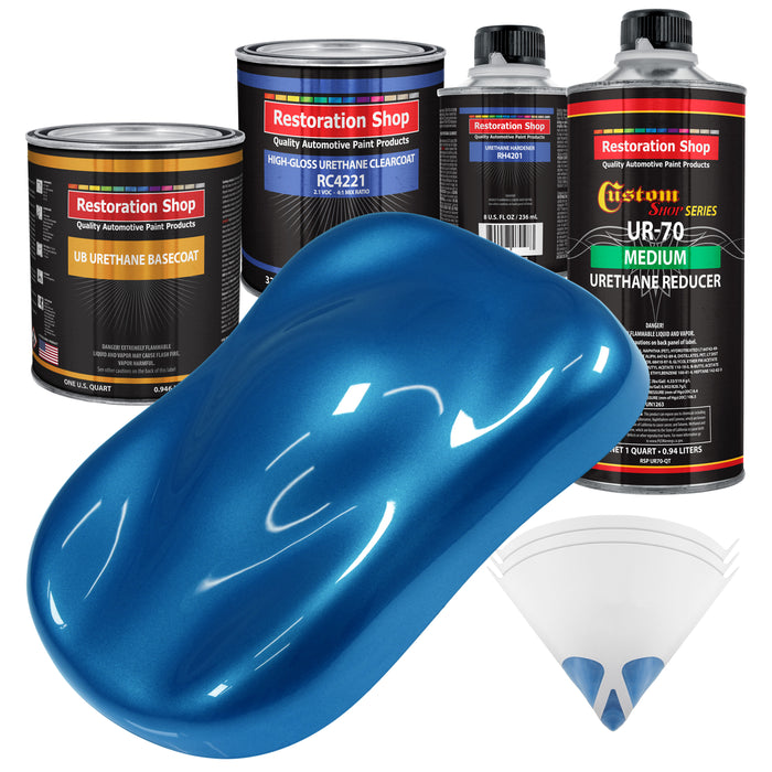 Viper Blue Metallic - Urethane Basecoat with Clearcoat Auto Paint - Complete Medium Quart Paint Kit - Professional Gloss Automotive Car Truck Coating