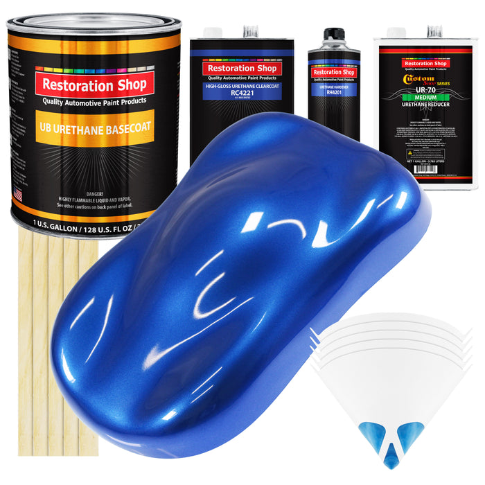 Daytona Blue Pearl - Urethane Basecoat with Clearcoat Auto Paint - Complete Medium Gallon Paint Kit - Professional Gloss Automotive Car Truck Coating