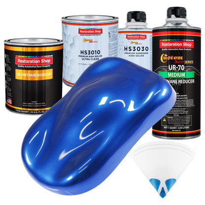 Daytona Blue Pearl - Urethane Basecoat with Premium Clearcoat Auto Paint (Complete Medium Quart Paint Kit) Professional High Gloss Automotive Coating