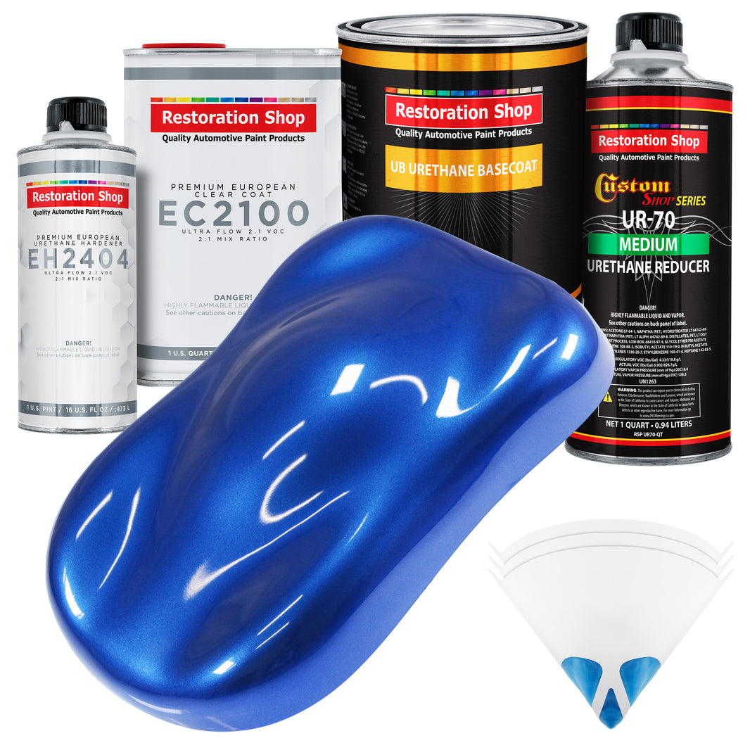 Daytona Blue Pearl Urethane Basecoat with European Clearcoat Auto Paint - Complete Quart Paint Color Kit - Automotive Refinish Coating