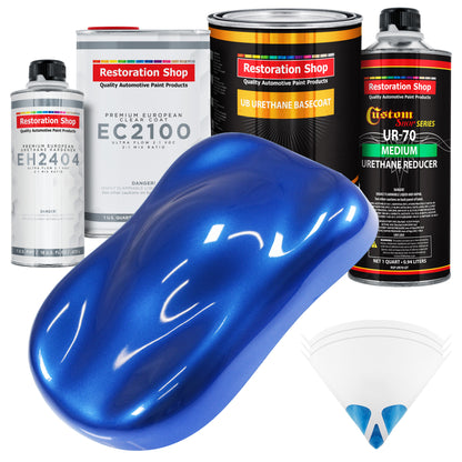 Daytona Blue Pearl Urethane Basecoat with European Clearcoat Auto Paint - Complete Quart Paint Color Kit - Automotive Refinish Coating