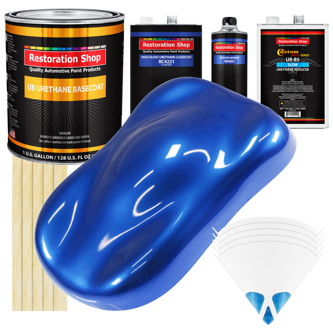 Daytona Blue Pearl - Urethane Basecoat with Clearcoat Auto Paint - Complete Slow Gallon Paint Kit - Professional Gloss Automotive Car Truck Coating