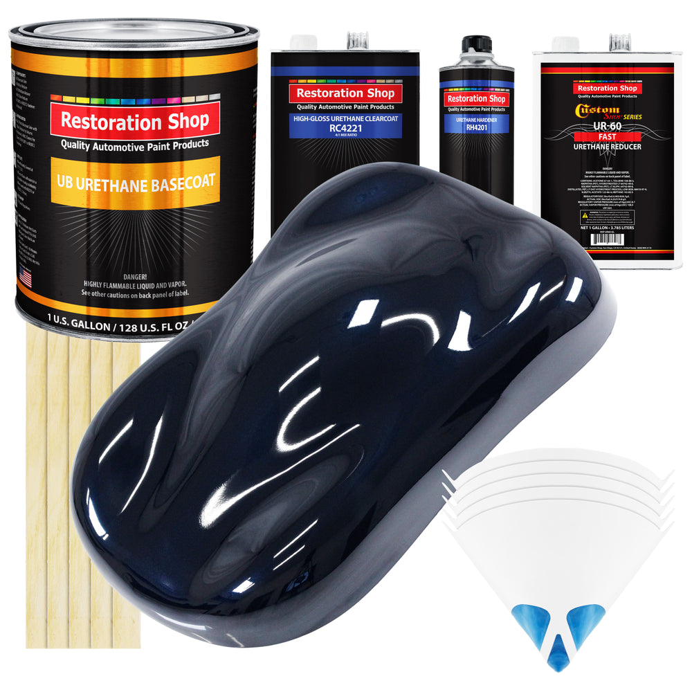 Nightwatch Blue Metallic - Urethane Basecoat with Clearcoat Auto Paint - Complete Fast Gallon Paint Kit - Professional Automotive Car Truck Coating
