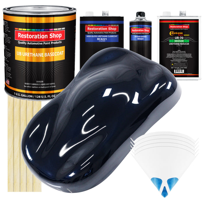 Nightwatch Blue Metallic - Urethane Basecoat with Clearcoat Auto Paint - Complete Medium Gallon Paint Kit - Professional Automotive Car Truck Coating