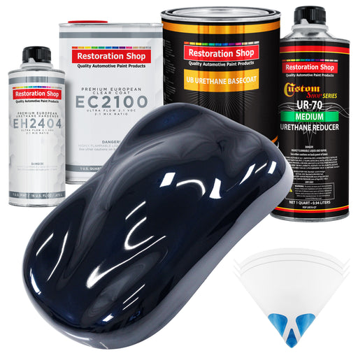 Nightwatch Blue Metallic Urethane Basecoat with European Clearcoat Auto Paint - Complete Quart Paint Color Kit - Automotive Refinish Coating