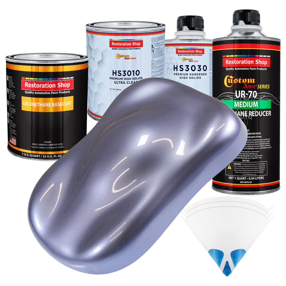Astro Blue Metallic - Urethane Basecoat with Premium Clearcoat Auto Paint (Complete Medium Quart Paint Kit) Professional High Gloss Automotive Coating