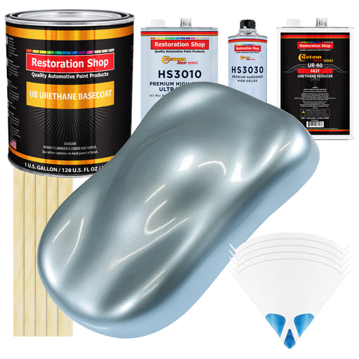 Ice Blue Metallic - Urethane Basecoat with Premium Clearcoat Auto Paint - Complete Fast Gallon Paint Kit - Professional High Gloss Automotive Coating