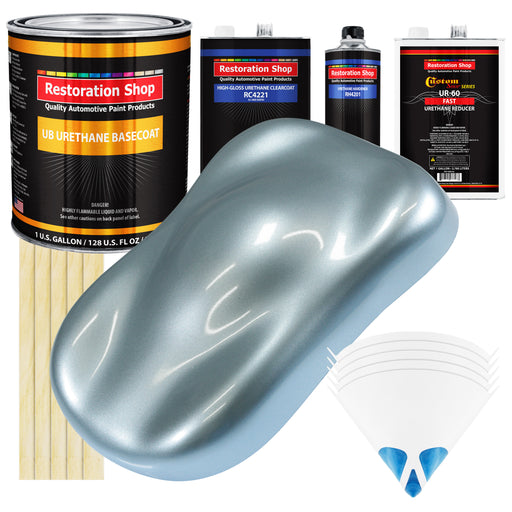 Ice Blue Metallic - Urethane Basecoat with Clearcoat Auto Paint - Complete Fast Gallon Paint Kit - Professional Gloss Automotive Car Truck Coating