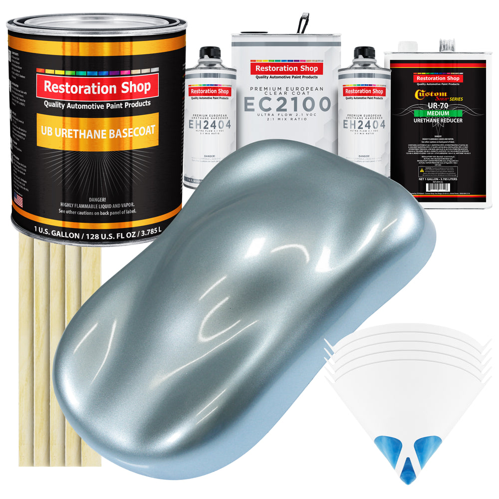 Ice Blue Metallic Urethane Basecoat with European Clearcoat Auto Paint - Complete Gallon Paint Color Kit - Automotive Refinish Coating