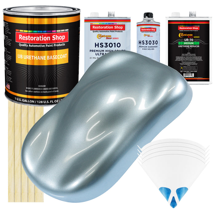 Ice Blue Metallic - Urethane Basecoat with Premium Clearcoat Auto Paint (Complete Medium Gallon Paint Kit) Professional High Gloss Automotive Coating