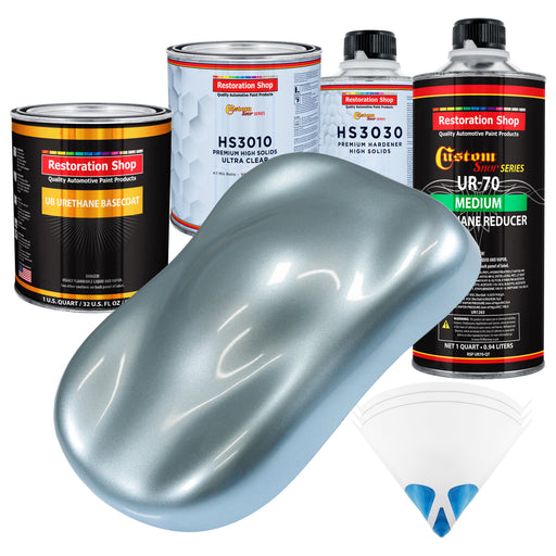 Ice Blue Metallic - Urethane Basecoat with Premium Clearcoat Auto Paint - Complete Medium Quart Paint Kit - Professional High Gloss Automotive Coating
