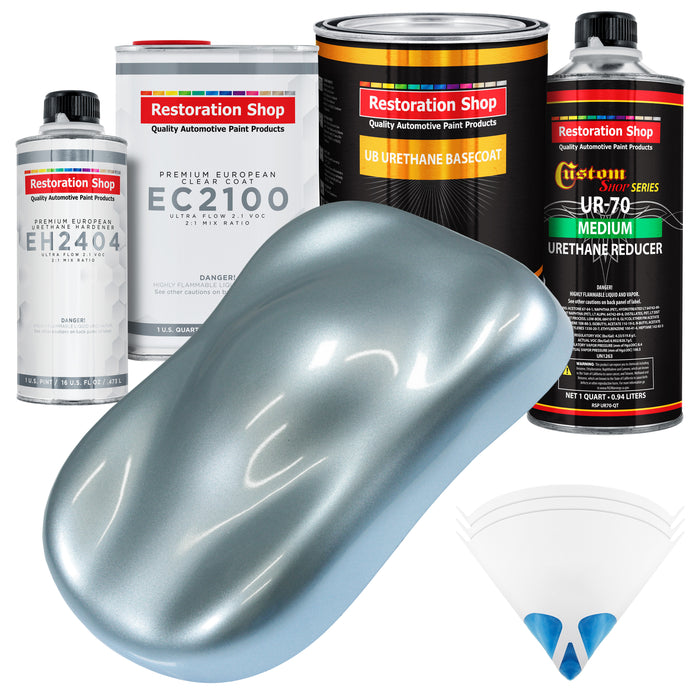 Ice Blue Metallic Urethane Basecoat with European Clearcoat Auto Paint - Complete Quart Paint Color Kit - Automotive Refinish Coating