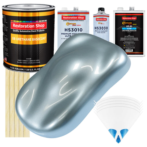 Ice Blue Metallic - Urethane Basecoat with Premium Clearcoat Auto Paint - Complete Slow Gallon Paint Kit - Professional High Gloss Automotive Coating
