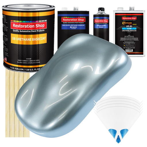 Ice Blue Metallic - Urethane Basecoat with Clearcoat Auto Paint - Complete Slow Gallon Paint Kit - Professional Gloss Automotive Car Truck Coating