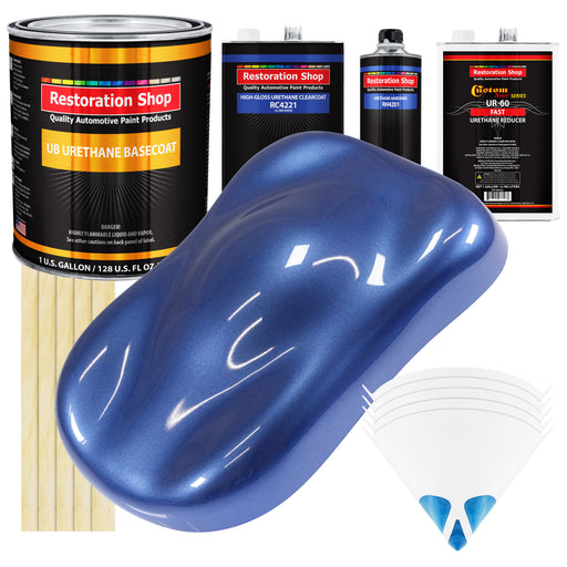 Cosmic Blue Metallic - Urethane Basecoat with Clearcoat Auto Paint - Complete Fast Gallon Paint Kit - Professional Gloss Automotive Car Truck Coating