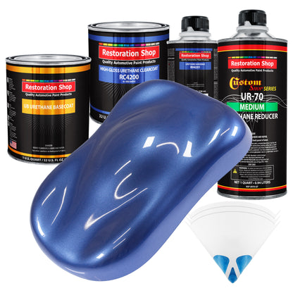 Cosmic Blue Metallic - Urethane Basecoat with Clearcoat Auto Paint - Complete Medium Quart Paint Kit - Professional Gloss Automotive Car Truck Coating
