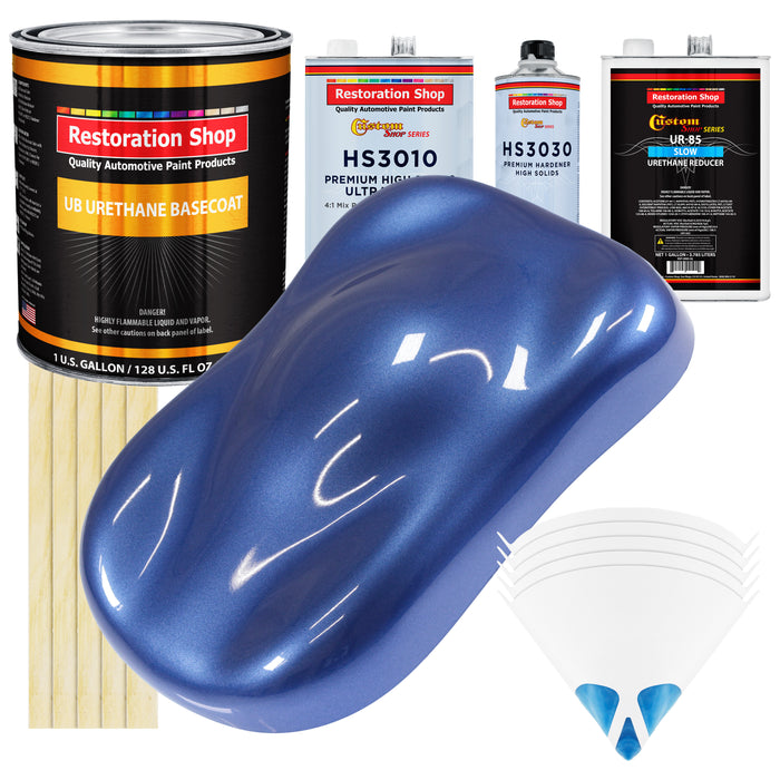 Cosmic Blue Metallic - Urethane Basecoat with Premium Clearcoat Auto Paint (Complete Slow Gallon Paint Kit) Professional High Gloss Automotive Coating