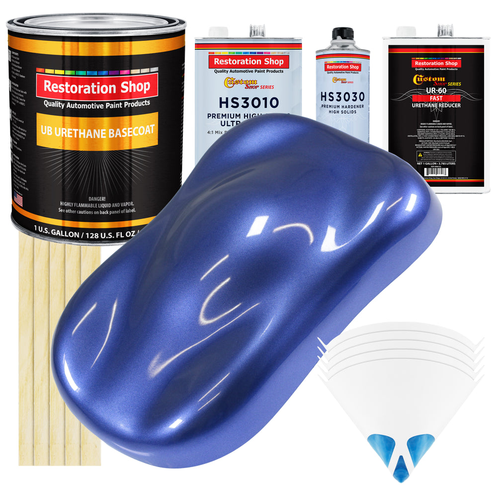 Indigo Blue Metallic - Urethane Basecoat with Premium Clearcoat Auto Paint (Complete Fast Gallon Paint Kit) Professional High Gloss Automotive Coating