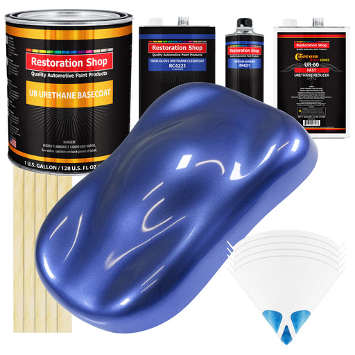 Indigo Blue Metallic - Urethane Basecoat with Clearcoat Auto Paint - Complete Fast Gallon Paint Kit - Professional Gloss Automotive Car Truck Coating