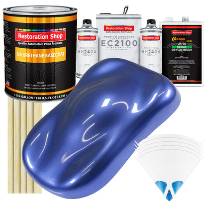 Indigo Blue Metallic Urethane Basecoat with European Clearcoat Auto Paint - Complete Gallon Paint Color Kit - Automotive Refinish Coating