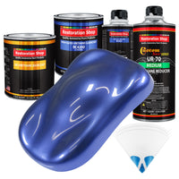 Indigo Blue Metallic - Urethane Basecoat with Clearcoat Auto Paint - Complete Medium Quart Paint Kit - Professional Gloss Automotive Car Truck Coating