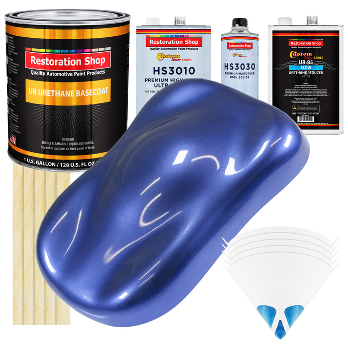 Indigo Blue Metallic - Urethane Basecoat with Premium Clearcoat Auto Paint (Complete Slow Gallon Paint Kit) Professional High Gloss Automotive Coating