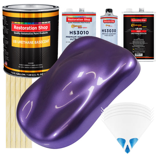 Plum Crazy Metallic - Urethane Basecoat with Premium Clearcoat Auto Paint (Complete Fast Gallon Paint Kit) Professional High Gloss Automotive Coating