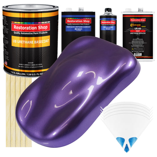 Plum Crazy Metallic - Urethane Basecoat with Clearcoat Auto Paint - Complete Fast Gallon Paint Kit - Professional Gloss Automotive Car Truck Coating