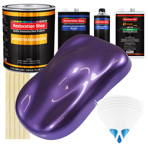 Plum Crazy Metallic - Urethane Basecoat with Clearcoat Auto Paint - Complete Medium Gallon Paint Kit - Professional Gloss Automotive Car Truck Coating