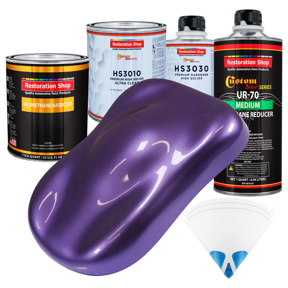 Plum Crazy Metallic - Urethane Basecoat with Premium Clearcoat Auto Paint (Complete Medium Quart Paint Kit) Professional High Gloss Automotive Coating