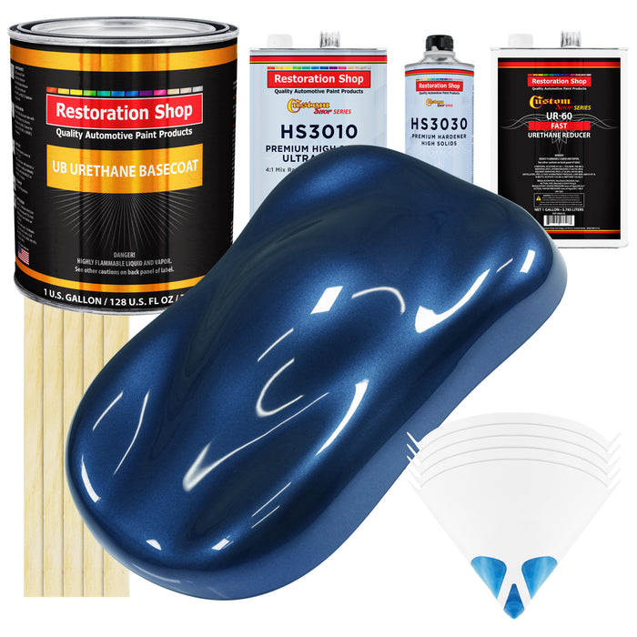 Sapphire Blue Metallic - Urethane Basecoat with Premium Clearcoat Auto Paint - Complete Fast Gallon Paint Kit - Professional Gloss Automotive Coating