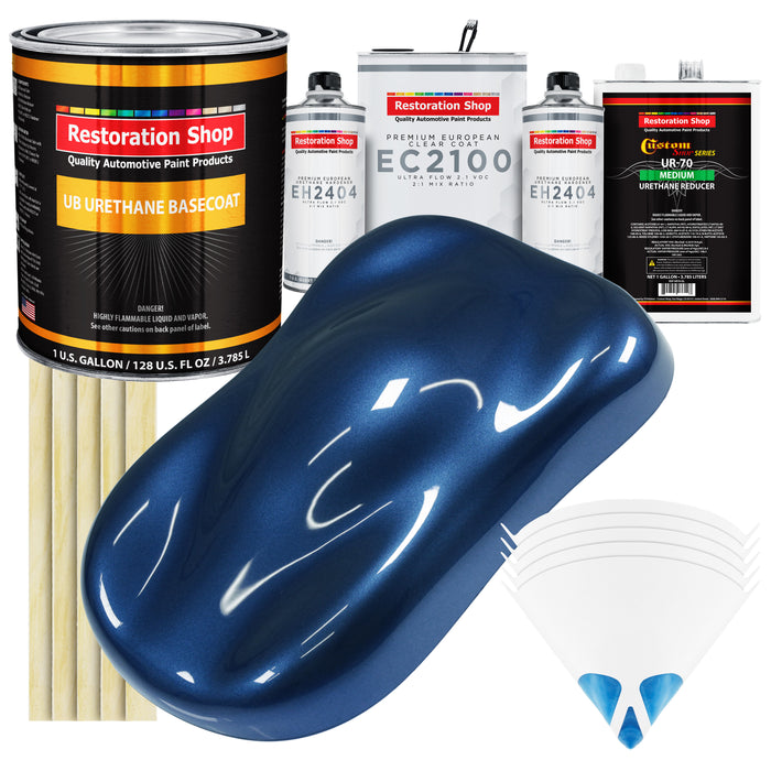 Sapphire Blue Metallic Urethane Basecoat with European Clearcoat Auto Paint - Complete Gallon Paint Color Kit - Automotive Refinish Coating